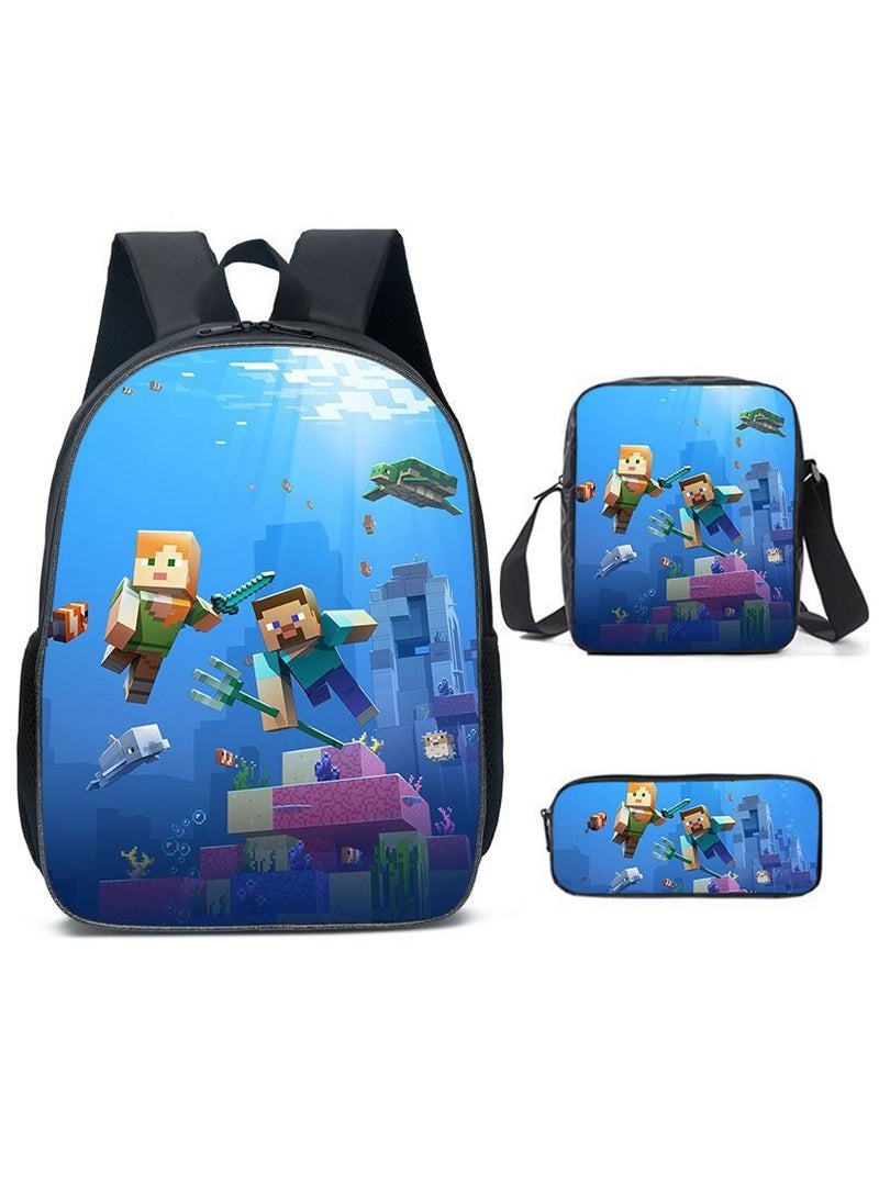MINECRAFT My World Cartoon Student Backpack Three-piece Set 29*42*16cm