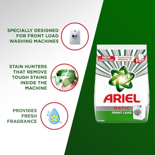 Ariel Matic Detergent Powder Front Load - 2kg | Removes 100 Tough Stains in 1 wash | Specially Designed for Washing Machines | Fresh Fragrance - Image 4
