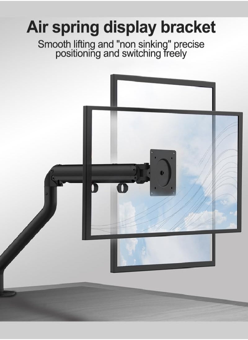 XiuWoo - Full Motion Single Monitor Arm Stand, Gas Spring Monitor Arm for 17-32 inch Flat/Curved/Ultrawide Monitor with C-clamp and Grommet - Image 1