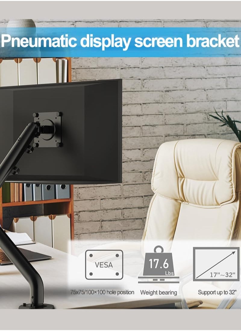 XiuWoo - Full Motion Single Monitor Arm Stand, Gas Spring Monitor Arm for 17-32 inch Flat/Curved/Ultrawide Monitor with C-clamp and Grommet - Image 1