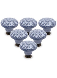 KASTWAVE Drawer Knobs, Greyish Blue Cabinet Knobs, Retro Ceramic Dresser Knobs, 33mm Drawer Knobs Door Knobs Drawer Pulls Dresser Handles with Mounting Screws 12pcs, 1.3"  - Image 1