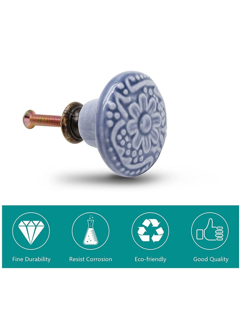 KASTWAVE Drawer Knobs, Greyish Blue Cabinet Knobs, Retro Ceramic Dresser Knobs, 33mm Drawer Knobs Door Knobs Drawer Pulls Dresser Handles with Mounting Screws 12pcs, 1.3"  - Image 2