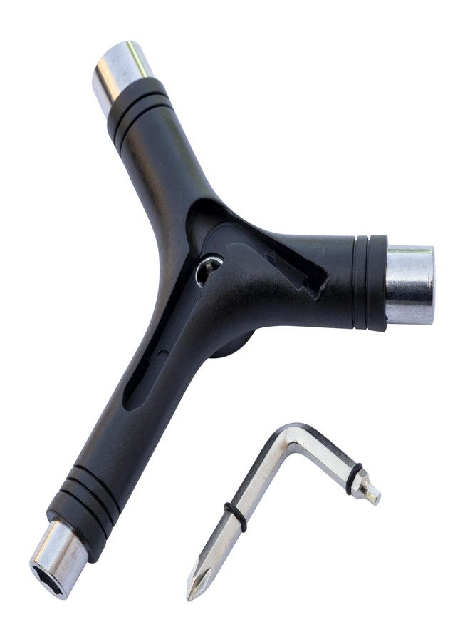 Abrazo All-in-One Skate Tools Portable Skateboard Accessory with Y-Type Tool and L-Type Phillips Head Wrench Screwdriver for Skateboards, Longboards, Mini Skateboards, Cruisers - Image 1