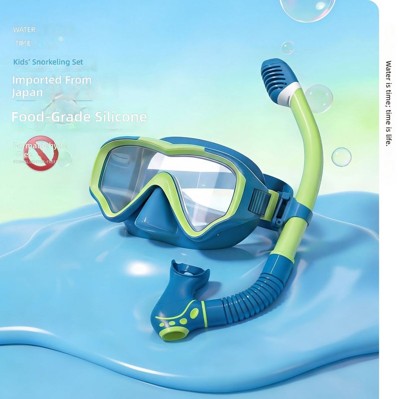WATERTIME قناع غوص للأطفال من ووترتايم مع أنبوب تنفس، تصميم مضاد للإختناق، إطار كبير عالي الدقة لممارسة السباحة تحت الماء - Image 2