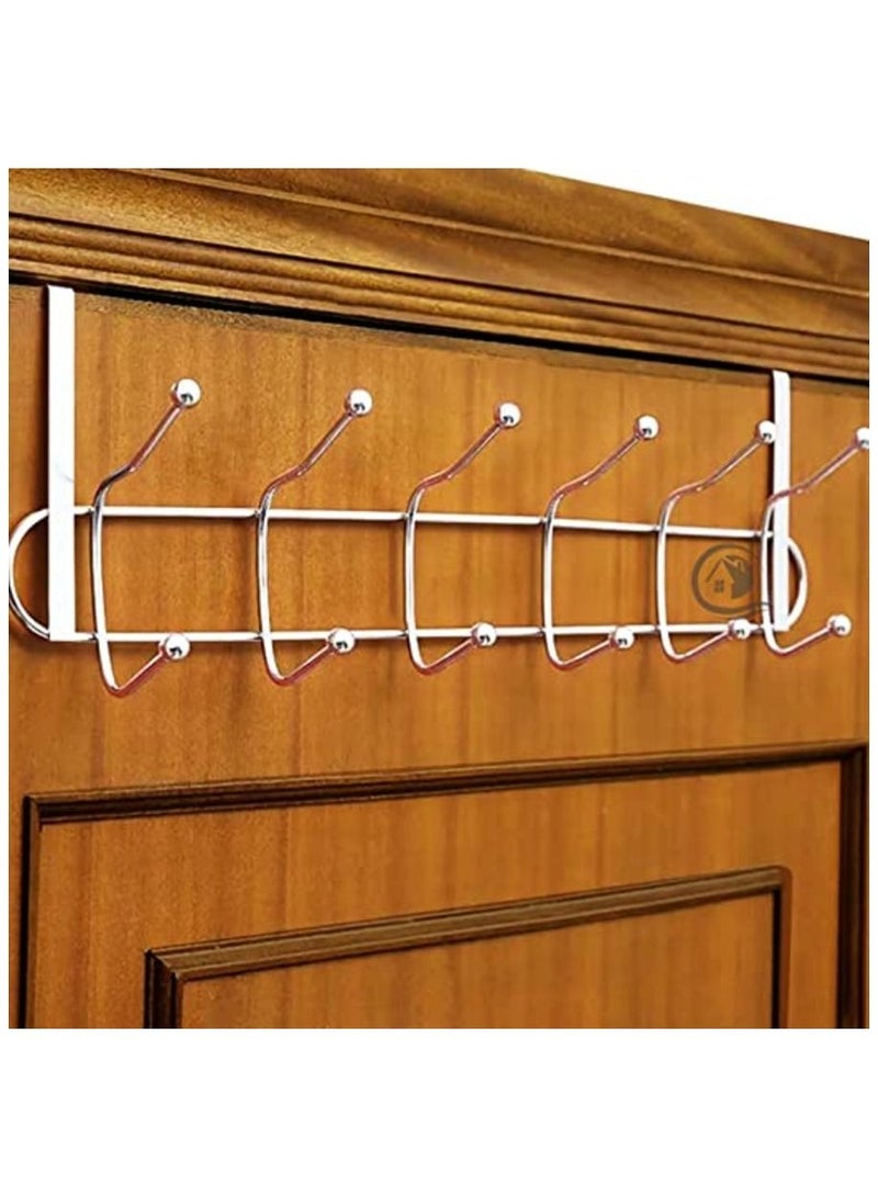 Rymel Hanger, Over the Door hanger, 12 Hook clothes hanger, Hanger for bedrooms kitchen & bathroom easy to use and hanging towels & clothes Chrome Plated detachable Hanger - Image 1