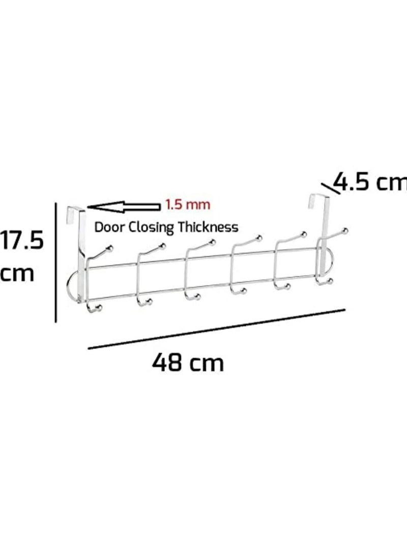 Rymel Hanger, Over the Door hanger, 12 Hook clothes hanger, Hanger for bedrooms kitchen & bathroom easy to use and hanging towels & clothes Chrome Plated detachable Hanger - Image 2