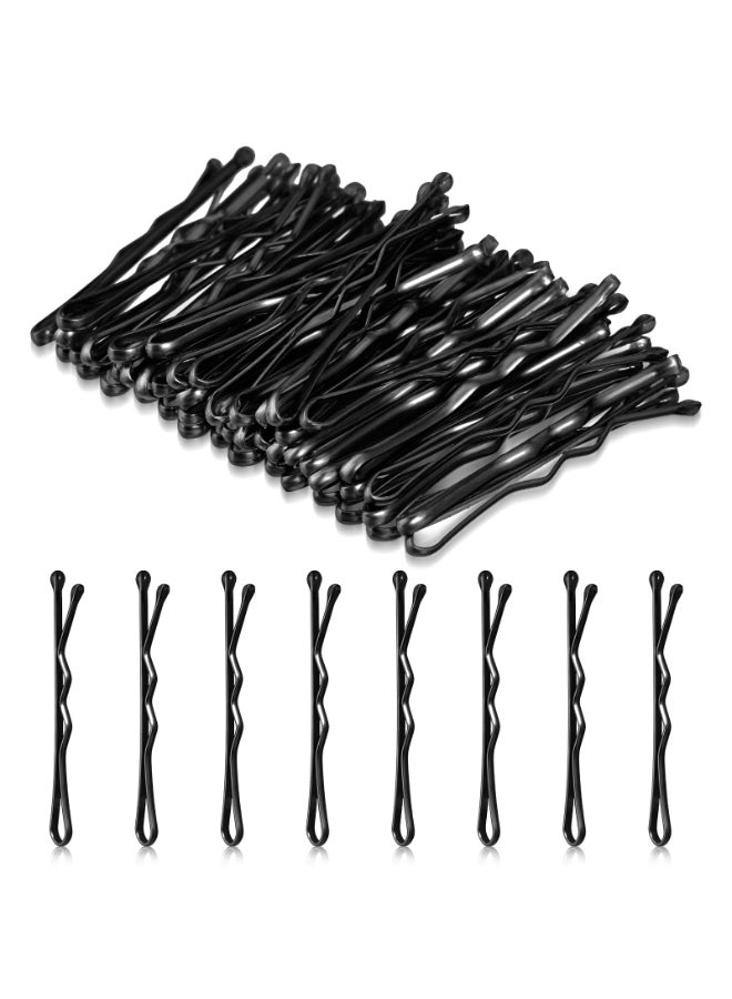 AOZUO Mini Bobby Pins 50PCS 137 Inch Small Curved Hair Pins Metal Wavy Hairpins Hair Accessories for Women Gilr Kids Wedding Hairstyles Buns Long Straight Curly Hair All Hair TypesBlack - Image 2