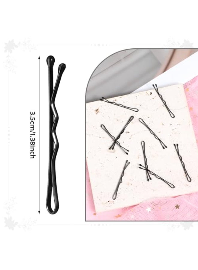 AOZUO Mini Bobby Pins 50PCS 137 Inch Small Curved Hair Pins Metal Wavy Hairpins Hair Accessories for Women Gilr Kids Wedding Hairstyles Buns Long Straight Curly Hair All Hair TypesBlack - Image 3