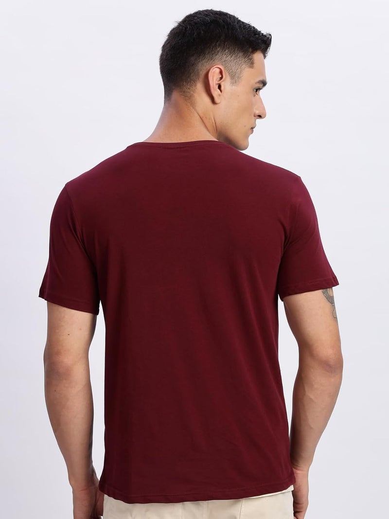 ADRO Men's Maroon Basketball Graphic Printed T-Shirt - Just Be Cool Print, Cotton Lycra Stretch Fabric, Half Sleeve Crew Neck, Relaxed Fit - Image 3
