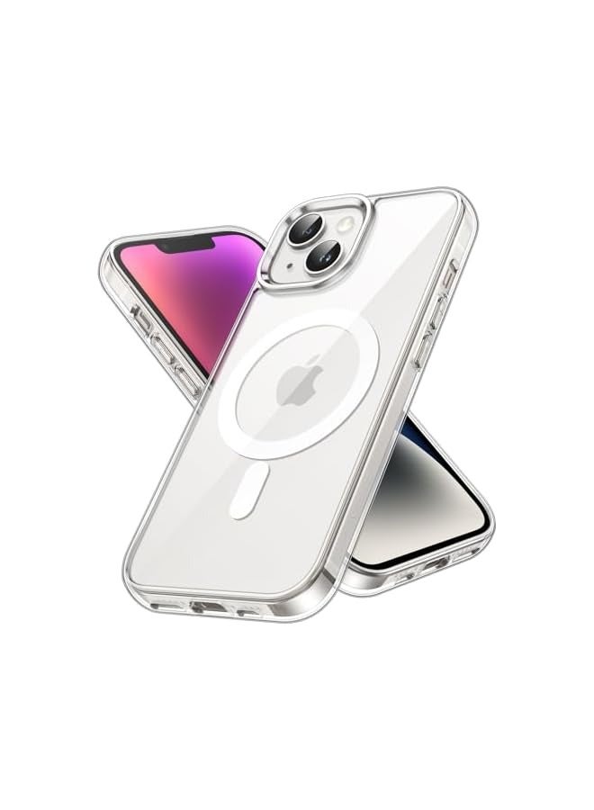 جي تيك جراب مغناطيسي لهاتف iPhone 14 Plus مقاس 6.7 بوصة متوافق مع الشحن اللاسلكي MagSafe، غطاء ممتص للصدمات للهاتف، ظهر شفاف مضاد للخدش (شفاف) - Image 1