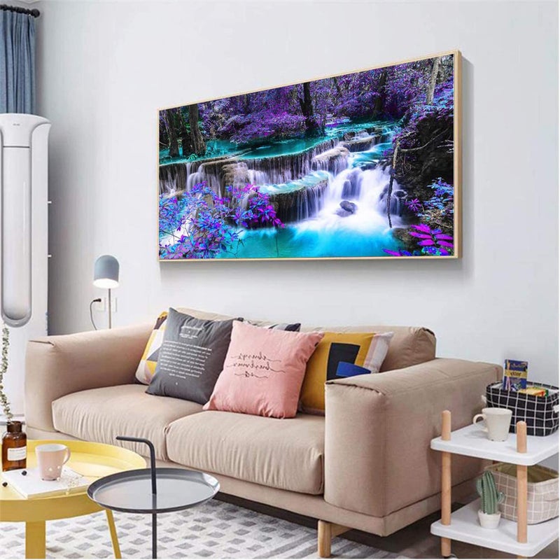 YALKIN 5D Diamond Painting Kits for Adults DIY Large Waterfall Full Round Drill (35.5 x 15.7 inch) Pictures Arts Paint Kits Diamond Painting Kits for Home Wall Decor - Image 2