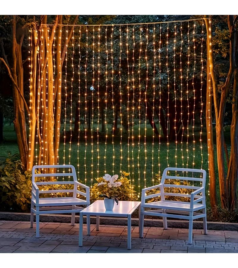 مصباح ستارة يعمل بالطاقة الشمسية LED 100 لمبة 9.8 قدم × 3.3 قدم مع 8 أوضاع لتزيين الحديقة والفناء - Image 4