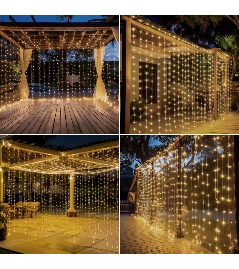 مصباح ستارة يعمل بالطاقة الشمسية LED 100 لمبة 9.8 قدم × 3.3 قدم مع 8 أوضاع لتزيين الحديقة والفناء - Image 5