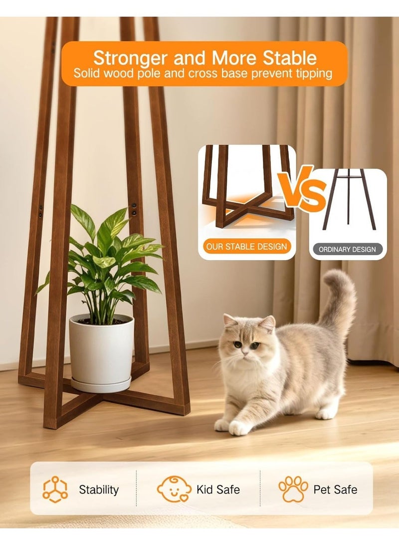 OUTON Modern Floor Lamp with Remote Control LED Bulb, Dimmable Standing Lamp 3000K-6500K, Solid Wood Floor Lamp with Linen Shade, Foot Switch, Timer & Memory Function for Living Room Bedroom Reading Room, 156cm - Image 3