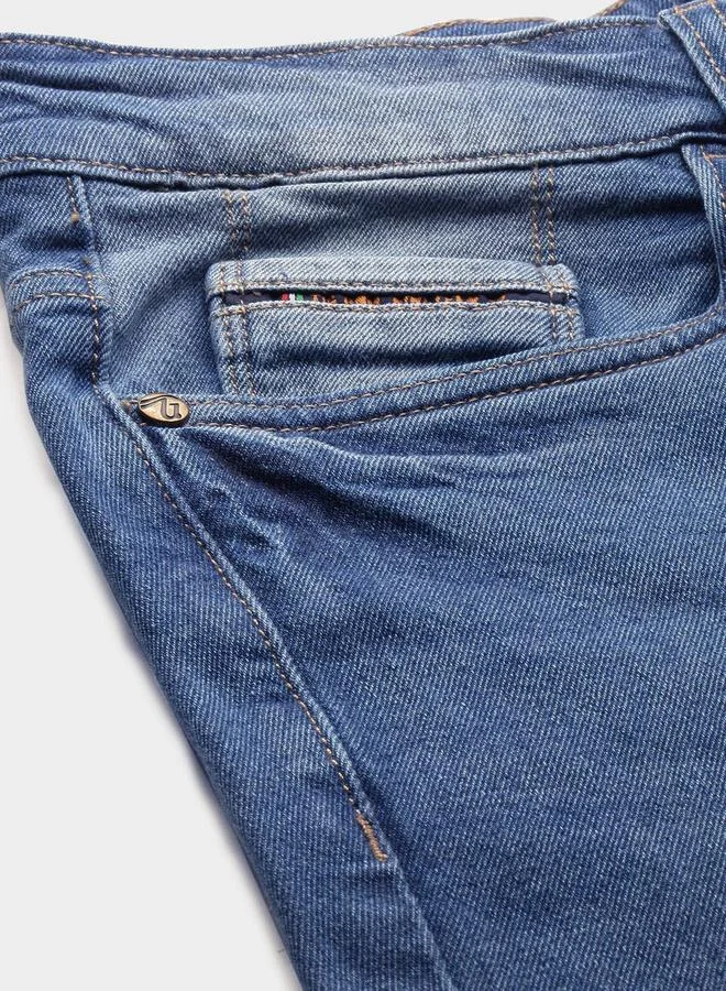 The Indian Garage Co Blue The Indian Garage Co Men Mid Rise Slim Fit Blue Jeans for Men | Best Price UAE