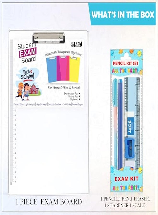 GLUN® White Opaque Acrylic Exam Board with Ruler Marks, Size 14x10 Inches, Strong Steel Clip Board Used in Office Supply & School Supplies - Image 3