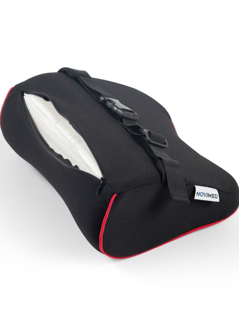 NOVIMED Memory Foam Car Neck Pillow for Cervical Support and Pain Relief in Car, Home, and Office Seats - Black with Red Outline - Image 3