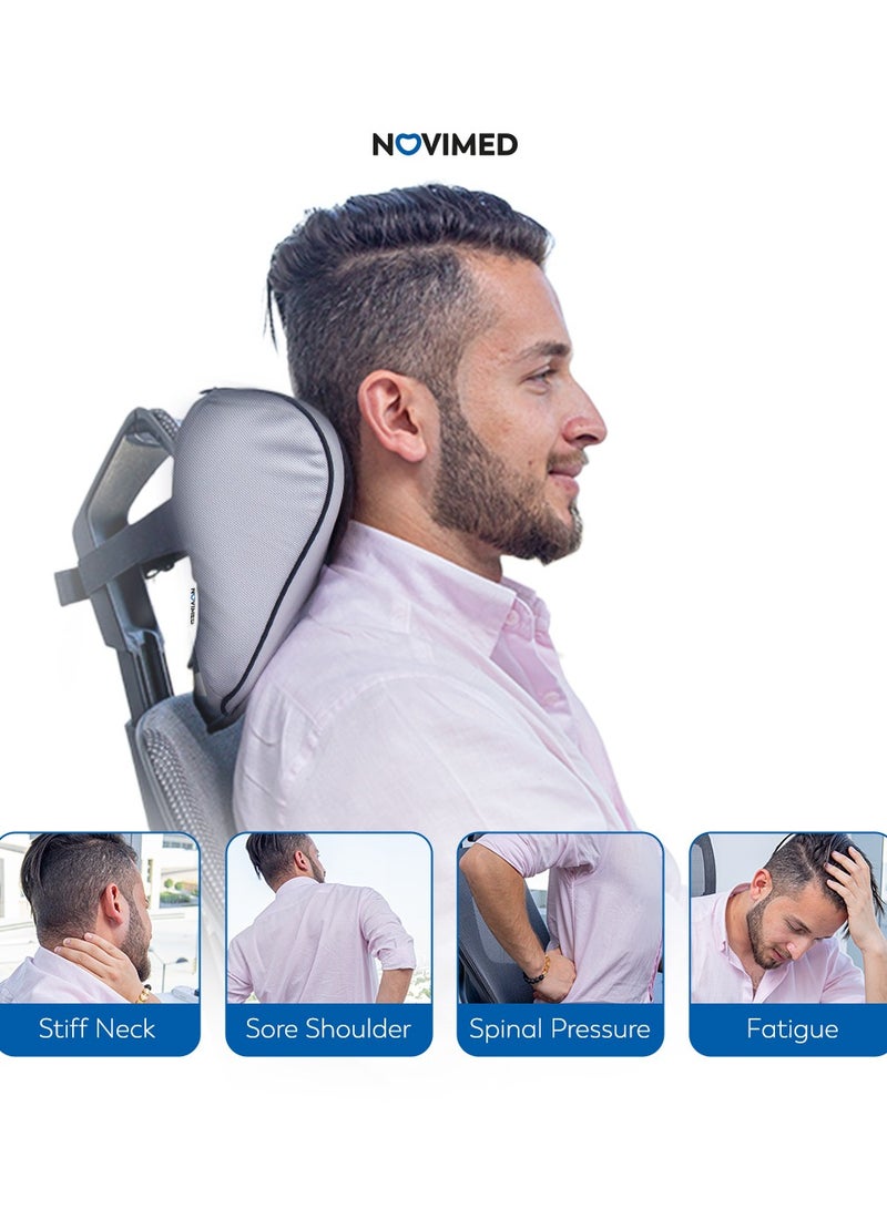 NOVIMED Memory Foam Car Neck Pillow for Cervical Support and Pain Relief in Car, Home, and Office Seats - Black with Red Outline - Image 4
