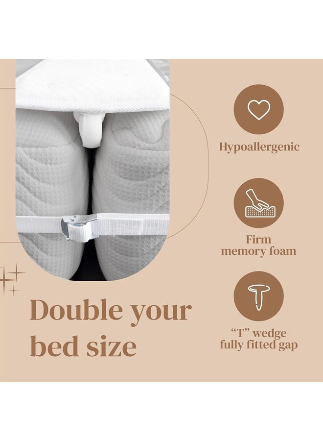 طقم تحويل سرير مزدوج إلى سرير كينج - جسر السرير - حشو فجوة كينج مقسم للسرير القابل للتعديل - موصل سرير مزدوج وتوأم XL لتحويل السرير إلى كينج - جسر المرتبة (8 بوصة، 10 بوصة، 12 بوصة) (المقاس: 8 بوصات) - Image 4