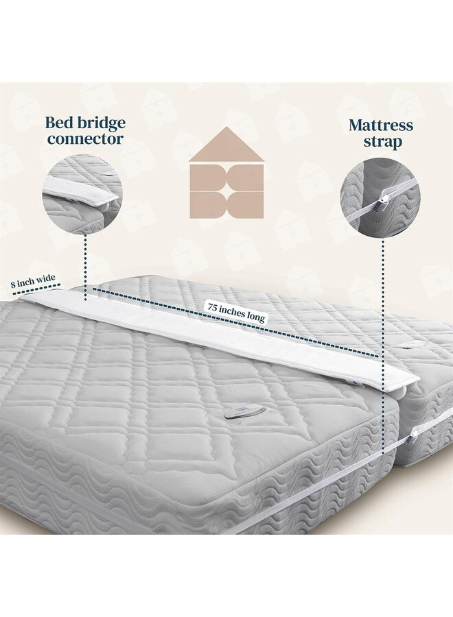 طقم تحويل سرير مزدوج إلى سرير كينج - جسر السرير - حشو فجوة كينج مقسم للسرير القابل للتعديل - موصل سرير مزدوج وتوأم XL لتحويل السرير إلى كينج - جسر المرتبة (8 بوصة، 10 بوصة، 12 بوصة) (المقاس: 8 بوصات) - Image 3