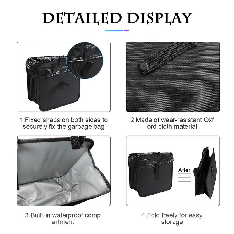 Fekey&JF Foldable Trash Can, Hanging Waterproof Leakproof Storage Bag with Large Capacity, Car Interior Accessories (Large) - Image 3