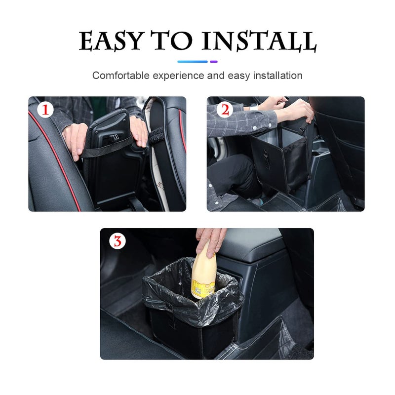 Fekey&JF Foldable Trash Can, Hanging Waterproof Leakproof Storage Bag with Large Capacity, Car Interior Accessories (Large) - Image 5