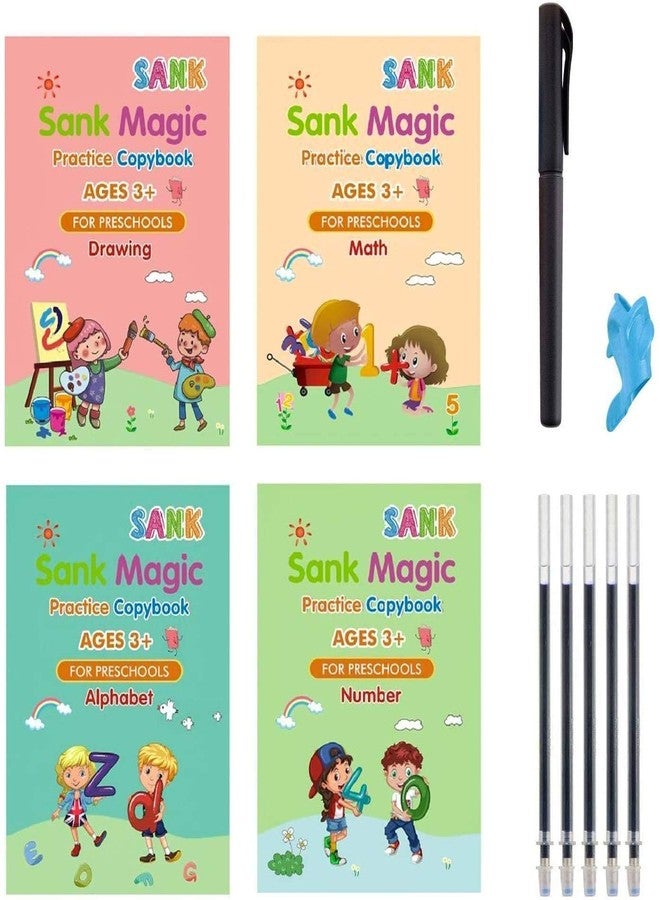 APCATIO Magic Book for Kids, Age 2-6 Year Old Girls Boys Sank Magic Practice Copybook, (4 Book+10 Refill+1 Pen+1 Grip) Magic Calligraphy Copybook Set Writing Tool for Kids - Image 1