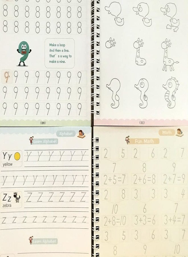 APCATIO Magic Book for Kids, Age 2-6 Year Old Girls Boys Sank Magic Practice Copybook, (4 Book+10 Refill+1 Pen+1 Grip) Magic Calligraphy Copybook Set Writing Tool for Kids - Image 3