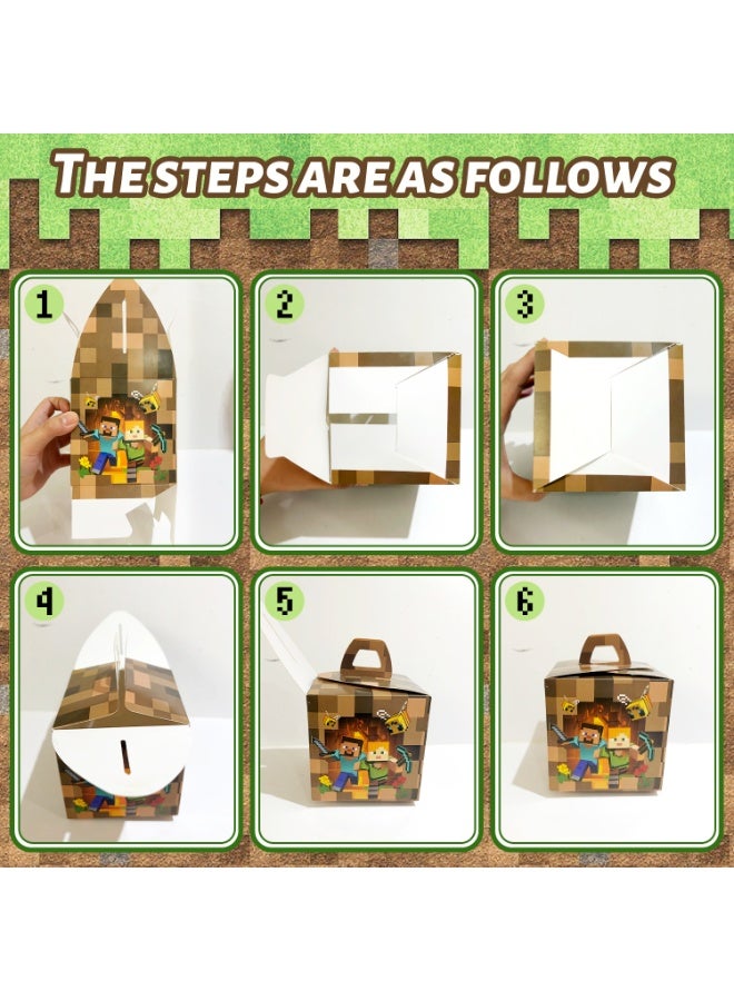 Minecraft Party Favor Boxes – 12pcs Pixel Gift Boxes (6 Designs 2 Each) 10×10×13.5cm Treat Boxes for Minecraft Birthday Party Supplies Candy Boxes Goodie Boxes for Kids - Image 5