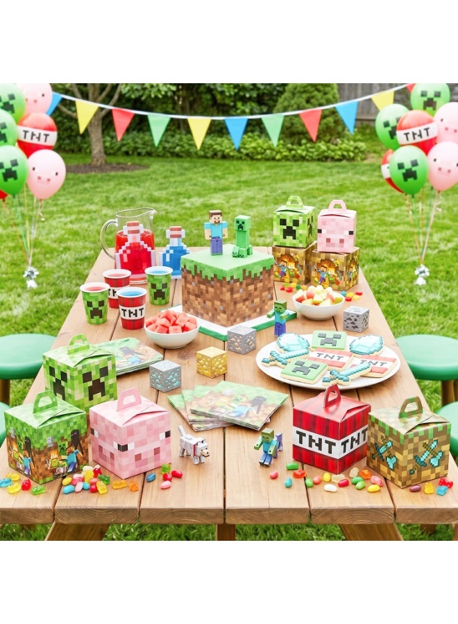 Minecraft Party Favor Boxes – 12pcs Pixel Gift Boxes (6 Designs 2 Each) 10×10×13.5cm Treat Boxes for Minecraft Birthday Party Supplies Candy Boxes Goodie Boxes for Kids - Image 4