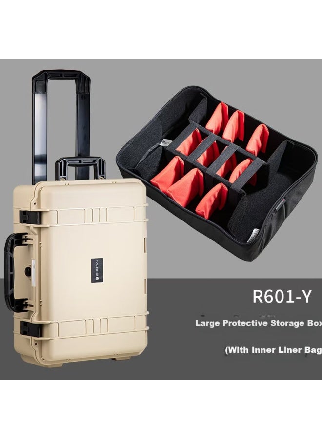 Eirmai R601 Toolbox Trolley Storage Box Large Multifunctional Protective Safety Case Camera Trolley Waterproof Camping Outdoor Luggage Sand Color - Image 1