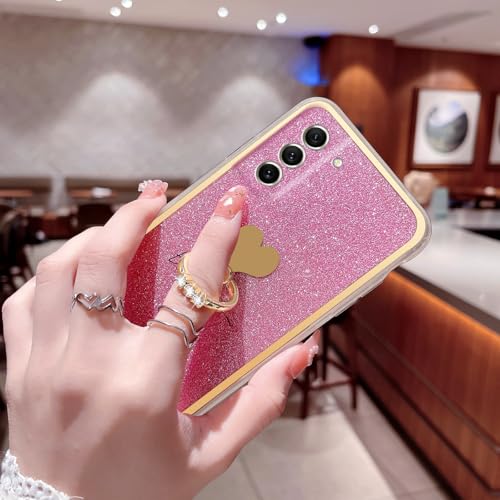 Easyscen for Samsung Galaxy S21 FE 5G Phone Case (6.4-inch) with Heart Ring Stand Cute Girls Women Soft Shockproof Protective Cover - Pink - Image 5