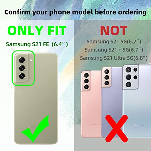 Easyscen for Samsung Galaxy S21 FE 5G Phone Case (6.4-inch) with Heart Ring Stand Cute Girls Women Soft Shockproof Protective Cover - Pink - Image 2