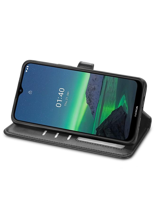 S-TOP Case For Nokia 1.4 Solid Color Leather Buckle Phone Case with Lanyard & Photo Frame & Card Slot & Wallet & Stand Function - Image 4