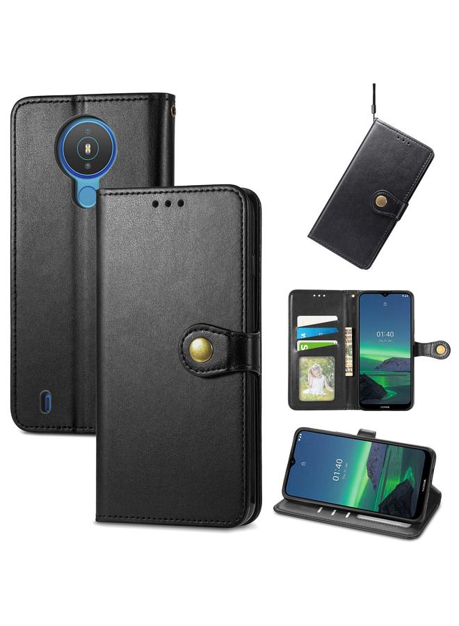 S-TOP Case For Nokia 1.4 Solid Color Leather Buckle Phone Case with Lanyard & Photo Frame & Card Slot & Wallet & Stand Function - Image 1