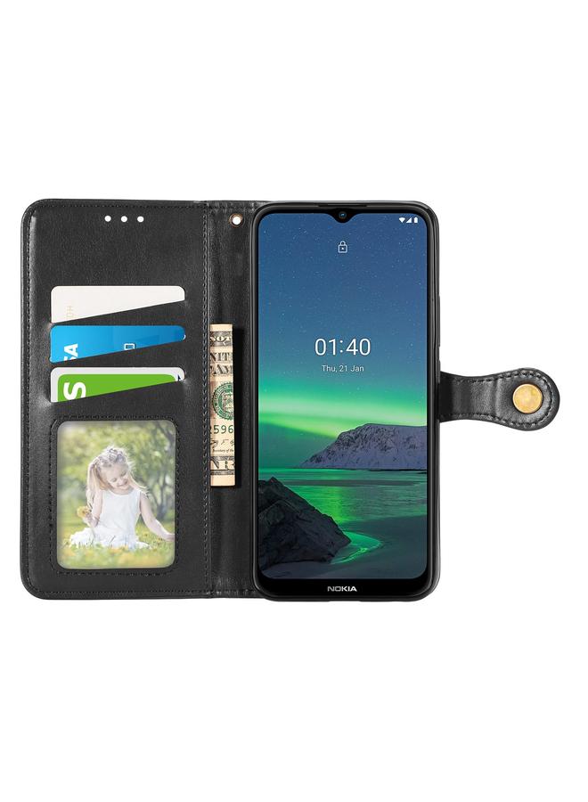 S-TOP Case For Nokia 1.4 Solid Color Leather Buckle Phone Case with Lanyard & Photo Frame & Card Slot & Wallet & Stand Function - Image 3
