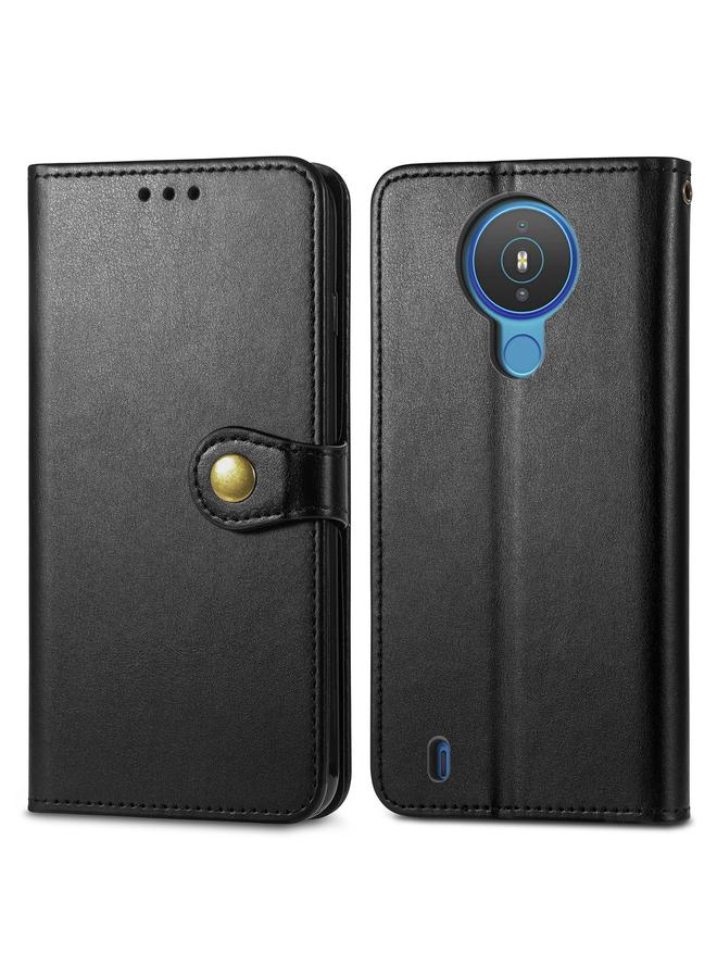 S-TOP Case For Nokia 1.4 Solid Color Leather Buckle Phone Case with Lanyard & Photo Frame & Card Slot & Wallet & Stand Function - Image 2