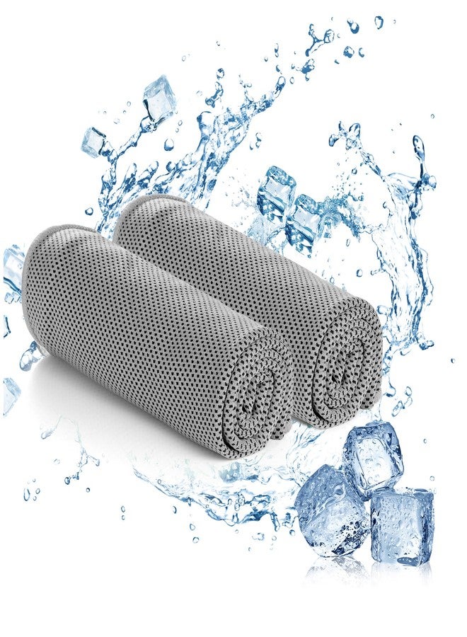 iScooter 2 Packs Cooling Towel (40"x 12"), Microfiber Cool Towel, Soft Breathable Chilly Towel Stay Cool for Yoga, Sport, Gym, Camping, Fitness, Running & More Activities, Grey - Image 1