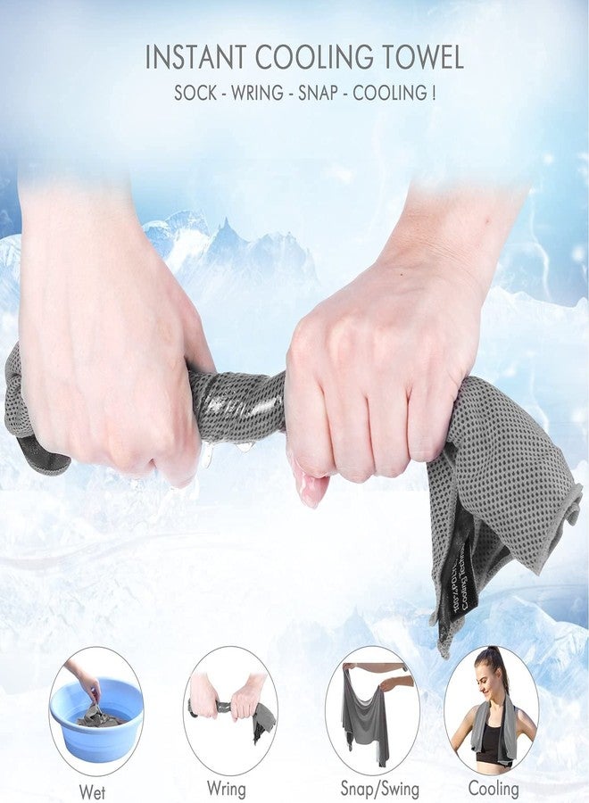 iScooter 2 Packs Cooling Towel (40"x 12"), Microfiber Cool Towel, Soft Breathable Chilly Towel Stay Cool for Yoga, Sport, Gym, Camping, Fitness, Running & More Activities, Grey - Image 2
