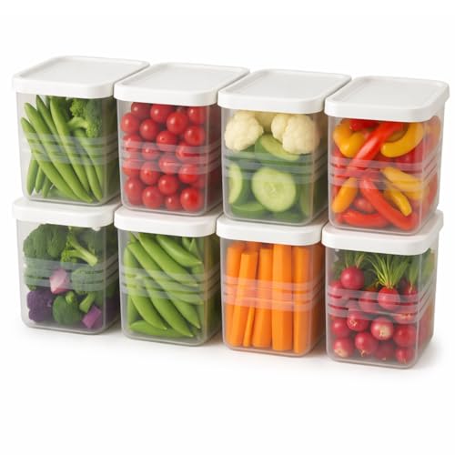 Satpurush Fridge Storage Boxes (Pack of 8) Freezer & Refrigerator Organizer Containers Kitchen Storage Container Set Kitchen Accessories Items for Home 1200 ml Food Storage Box, Plastic, White - Image 1