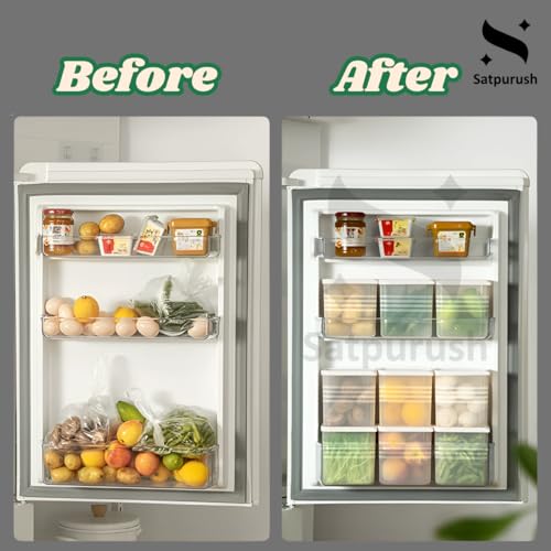 Satpurush Fridge Storage Boxes (Pack of 8) Freezer & Refrigerator Organizer Containers Kitchen Storage Container Set Kitchen Accessories Items for Home 1200 ml Food Storage Box, Plastic, White - Image 5