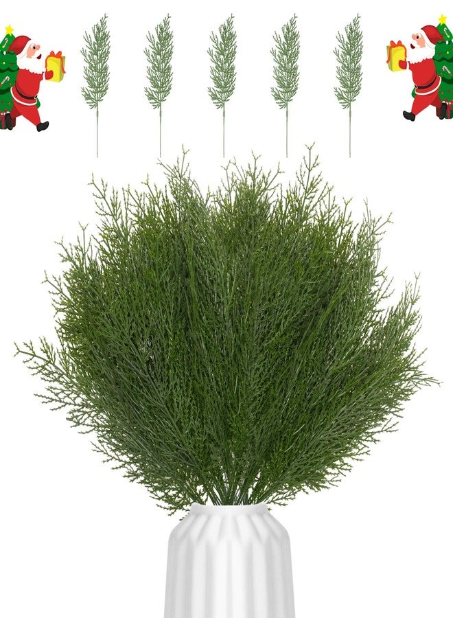 Ledoira Artificial Pine Branches Christmas Faux Cedar Stems Cedar Pine Picks Branches,Green Cedar Sprigs Christmas Greenery Pine Picks for Wreath Craft DIY Winter Home Decorations,40PCS - Image 1
