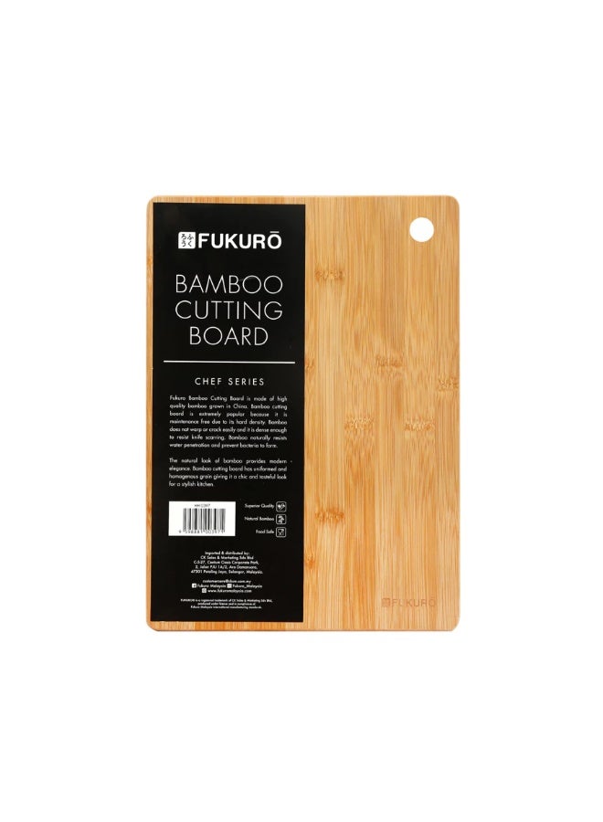 Fukuro Chef Series Natural Bamboo Cutting Board - Size M (33.5 x 24.2 x 1.4cm) - Image 2