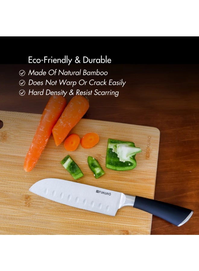 Fukuro Chef Series Natural Bamboo Cutting Board - Size M (33.5 x 24.2 x 1.4cm) - Image 3
