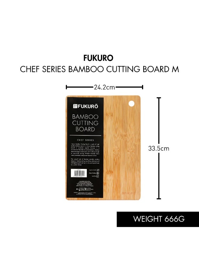 Fukuro Chef Series Natural Bamboo Cutting Board - Size M (33.5 x 24.2 x 1.4cm) - Image 4