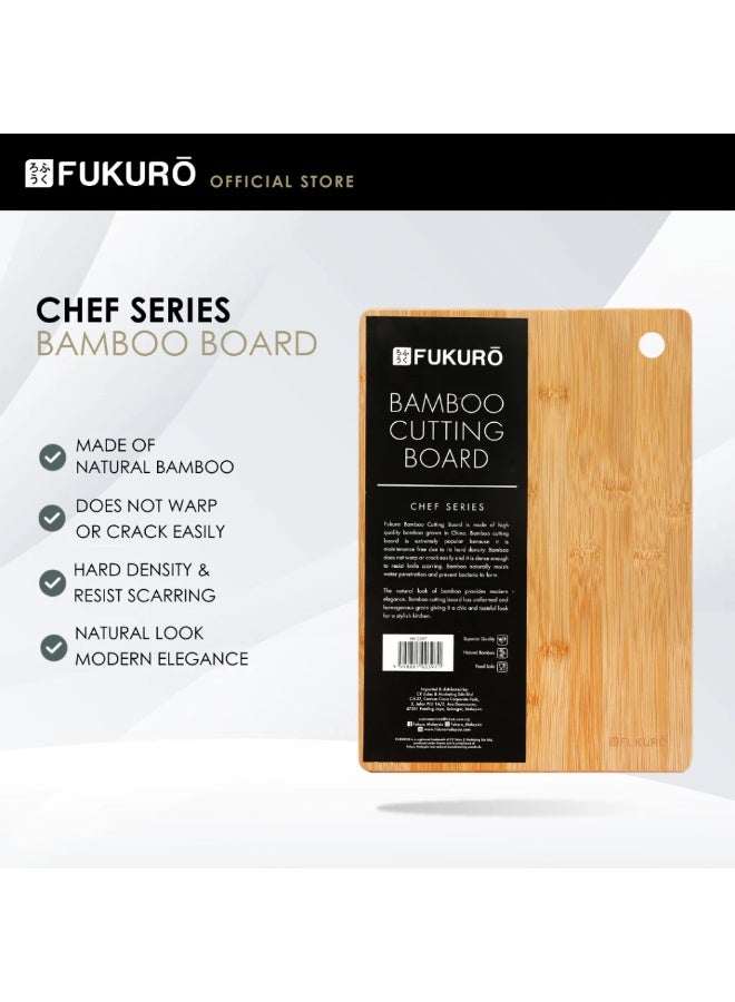 Fukuro Chef Series Natural Bamboo Cutting Board - Size M (33.5 x 24.2 x 1.4cm) - Image 1