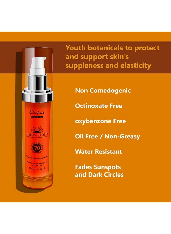 Olifair - Ultra Matte Sunscreen Lotion Spf 70++With Patchouli Oilnon Sticky & Greasyall Type Skin 50 G(Pack Of 1) - Image 1