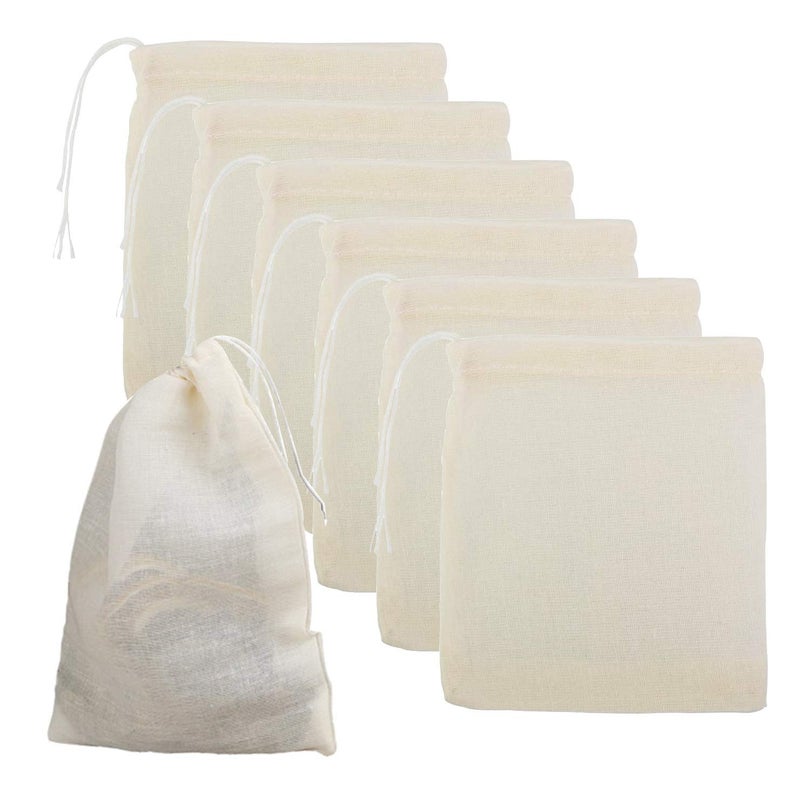 nuoshen 50 Pack Cotton Muslin Drawstring Bags10  8cm 100 Cotton Reusable Mesh Bags Tea Coffee Filter Spices Storage