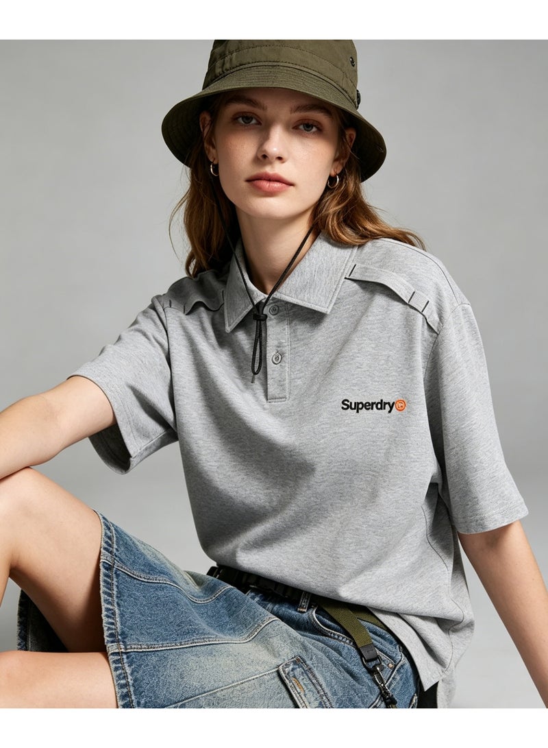 سوبر دراي Superdry Polo shirt men and women summer heavy cotton loose couple casual short sleeves. - Image 2