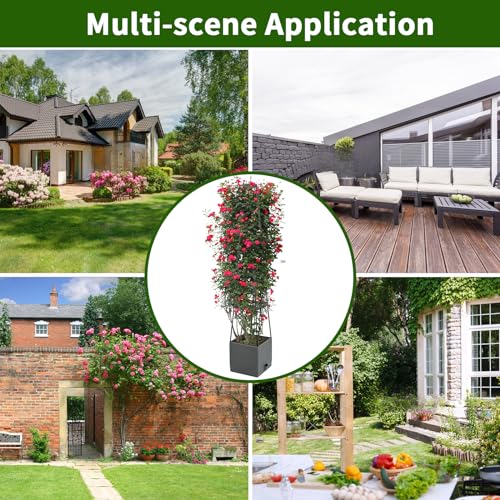 Qaobo Raised Garden Bed, Planter Boxes with Trellis 58.3'' Tomato Planters for Climbing Vine Vegetables Flowers Plants Self Watering Tomatoes Cage for Outdoor Patio Greenhouse - Image 5